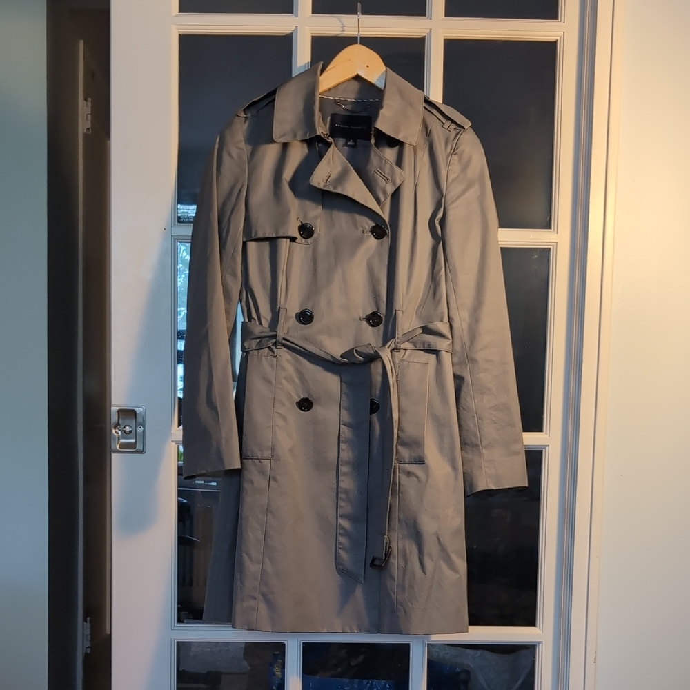 Banana Republic Gray Trench Coat Lightweight Classic - Picture 5 of 9